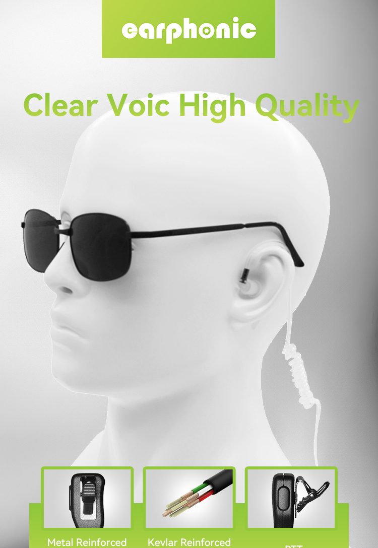 Auricular walkie talkie de tubo transparente acústico de aire
