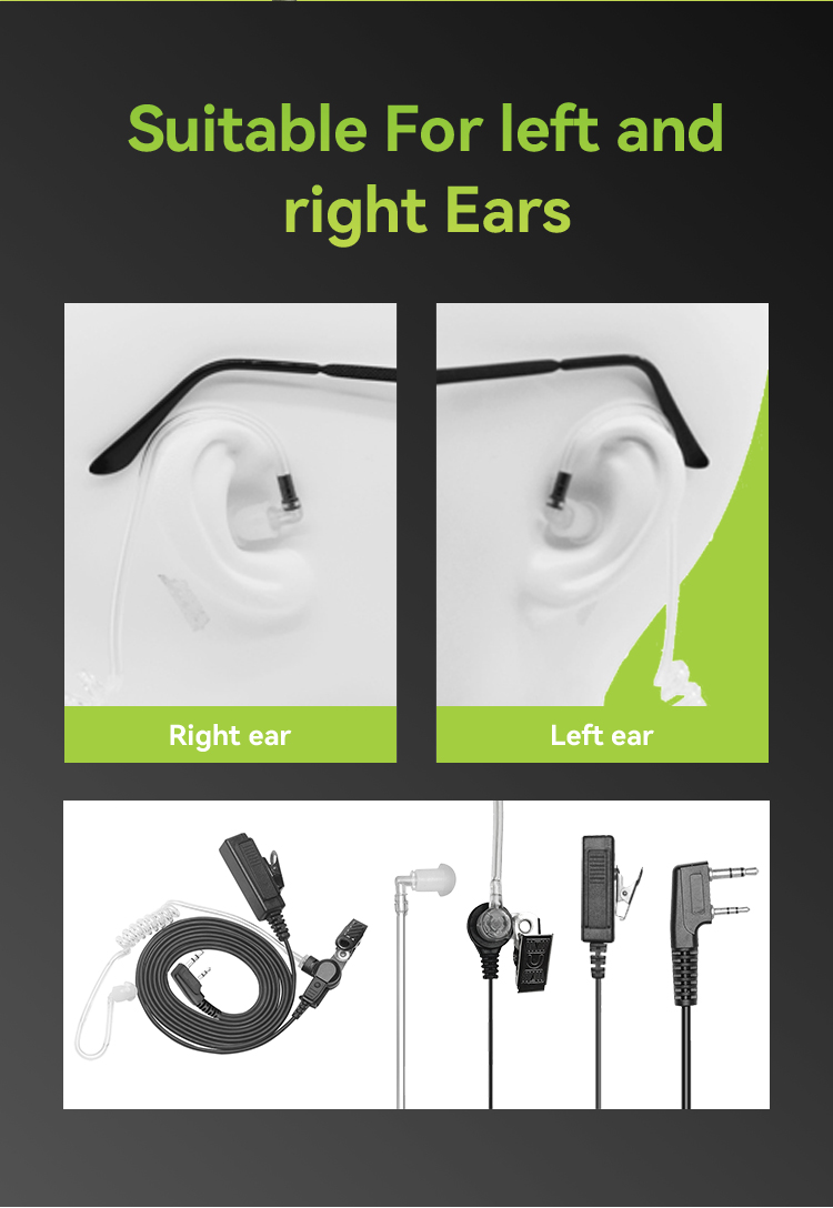 Auricular walkie talkie de tubo transparente acústico de aire de seguridad