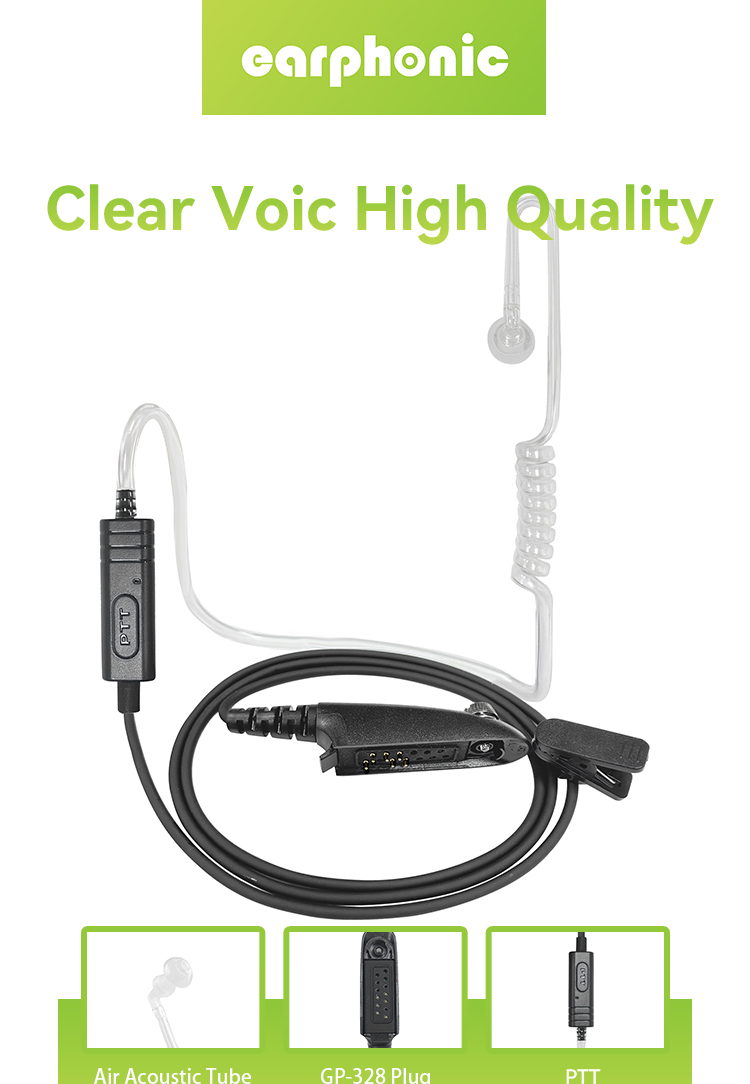 acoustic tube earphone for walkie talkie