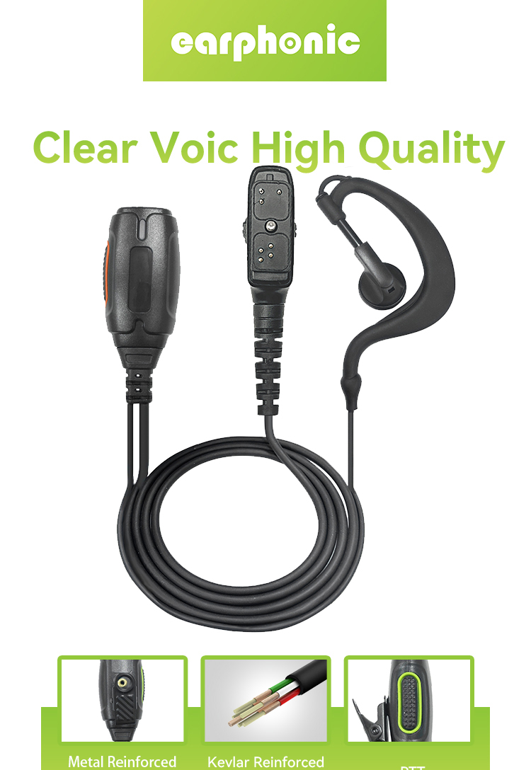 Over-ear hook headset for walkie talkie
